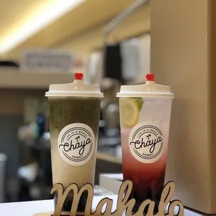 two drinks on a table