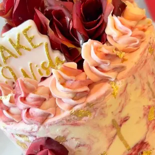 a close up of a cake