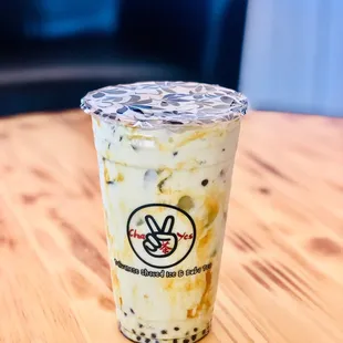 Brown sugar matcha milk refresher