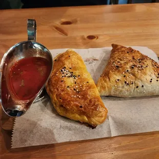 Pumpkin (left) samsa and Beef (right) samsa