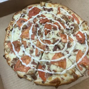 Chicken Bacon Ranch Pizza With Added Tomatoes