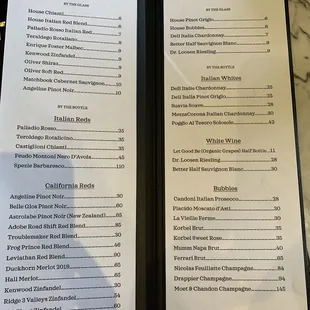 a menu for a restaurant