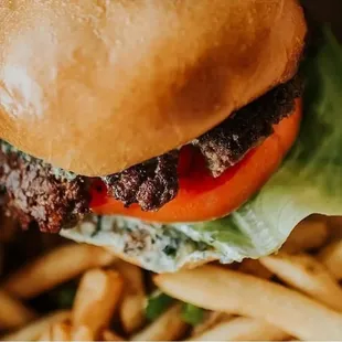 Lamb-burger with French Fries