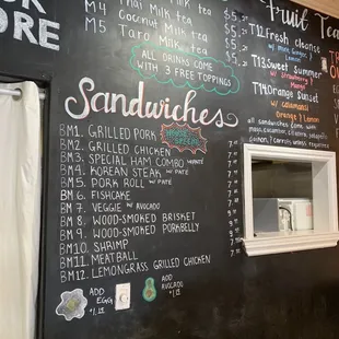 Menu as of March 2022