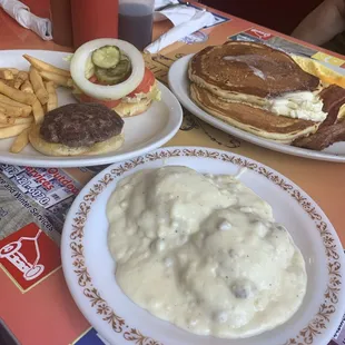 two plates of food on a table