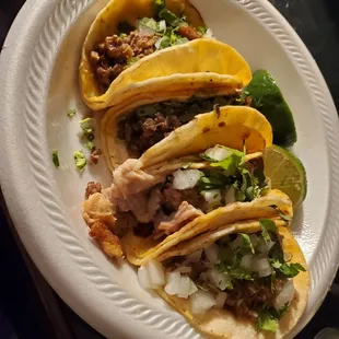 Carnitas (pork) tacos &amp; Asada (Steak) Tacos