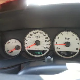 Car meters. Notice milage!