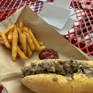 Cheesesteak and fries. Yep that's all the fries.