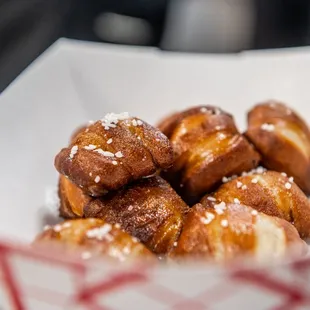 a basket of doughnuts