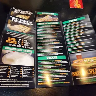 Large sandwich menu