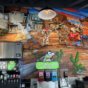 Drink station and cool mural