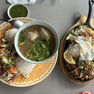 Pork Sinigang (left) and Sizzling fried sigig (right)