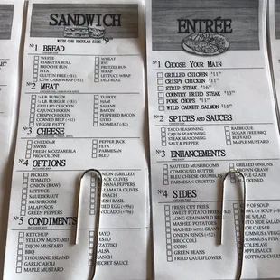 'Build-Your-Own" Type Selections (regular menu also available, but not pictured)