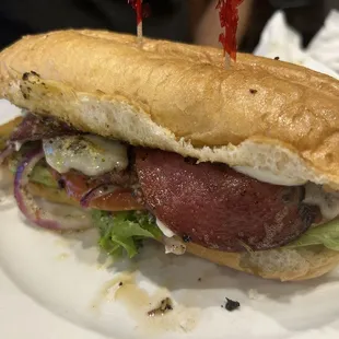 Roman burger sandwich