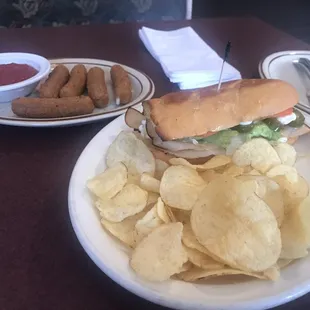 Half Turkey Meats Sub (add Jalapeños) &amp; Mozzerella Cheese Sticks