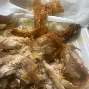 Bar-b-que chicken plate, dry can't eat.