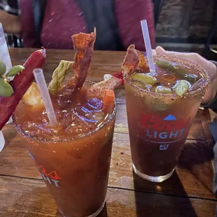Our finished bloody Mary&apos;s after the bloody Mary bar