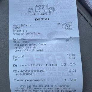 My overpayment receipts.