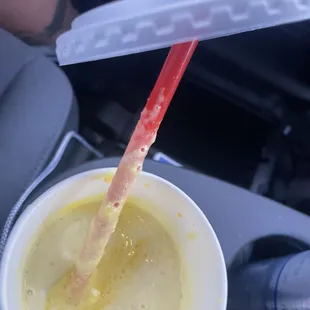 The dairy has expired. That is the chunks in the banana shake