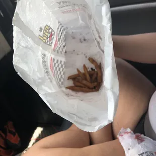 These are burnt fries and black particles in my bag.