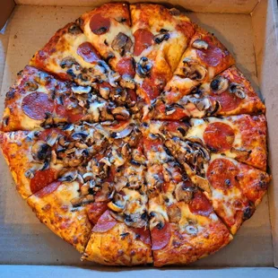 2 topping large with pepperoni and mushroom