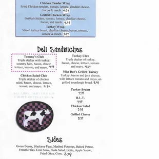 the menu of the restaurant