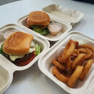 Burgers with Onion Fries
