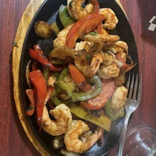 Fajitas de camarón.