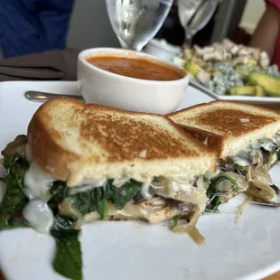 Garden press sandwich and soup