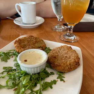 Fried green tomatoes and orange iced tea