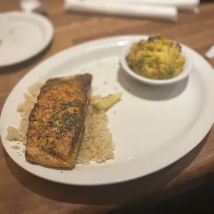 Grilled Salmon w/ Broccoli Cheese Casserole