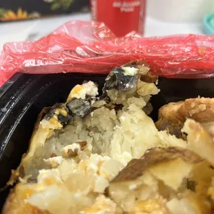 I can&apos;t believe they would serve a bake potato like this. Or even prepare it to be serve.