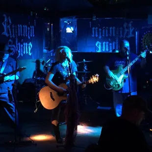 a band playing on stage