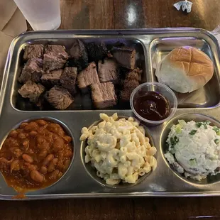 Brisket with 3 sides. $25 with tip