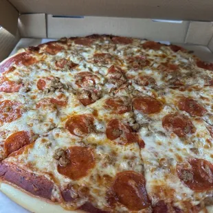 Large Sausage and pepperoni pizza