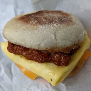 Breakfast sandwich with chicken patty