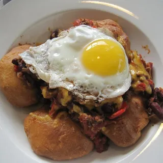 Fry Bread Chili Cheese and Fried Egg Brunch