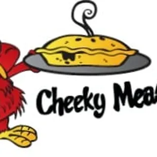 a red bird holding a plate of food