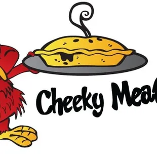 a red bird holding a plate of food