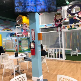 Toddler area (on the left) and larger play area on the right