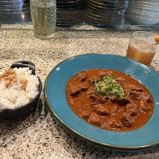 Lamb Vindaloo, with rice