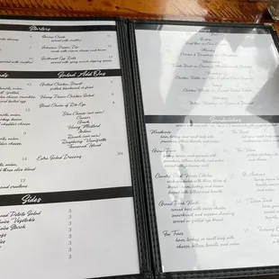 a menu on a table