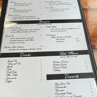 a menu on a table