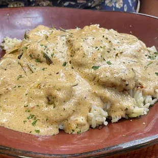 Shrimp creole. Creamy and delicious. Make the shrimp blackened to kick it up.