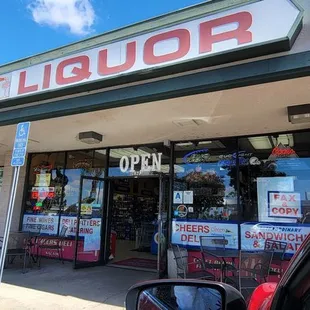 the outside of a liquor store