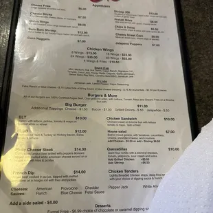 Cheers Menu
