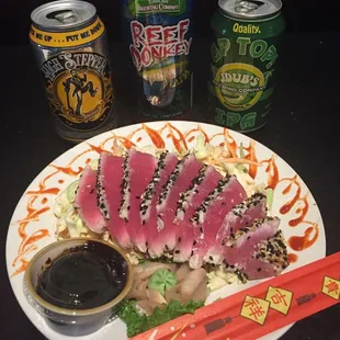 Best tuna ever and  local craft beers washdown
