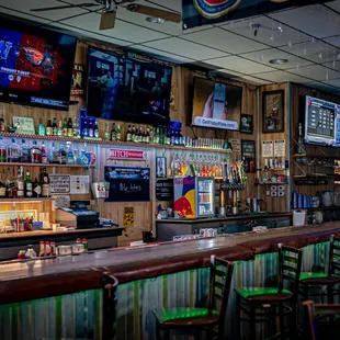 the bar and the televisions