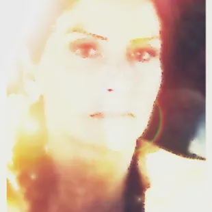 a close up of a woman's face