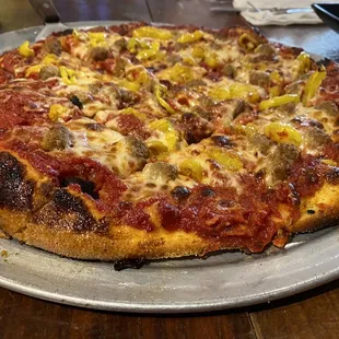 Sausage and banana pepper pizza